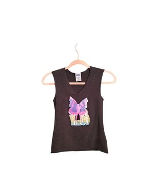 Vintage Y2K Old Navy Black VIRGO Butterfly Tank Top sz S Women's Winx Club BRATZ